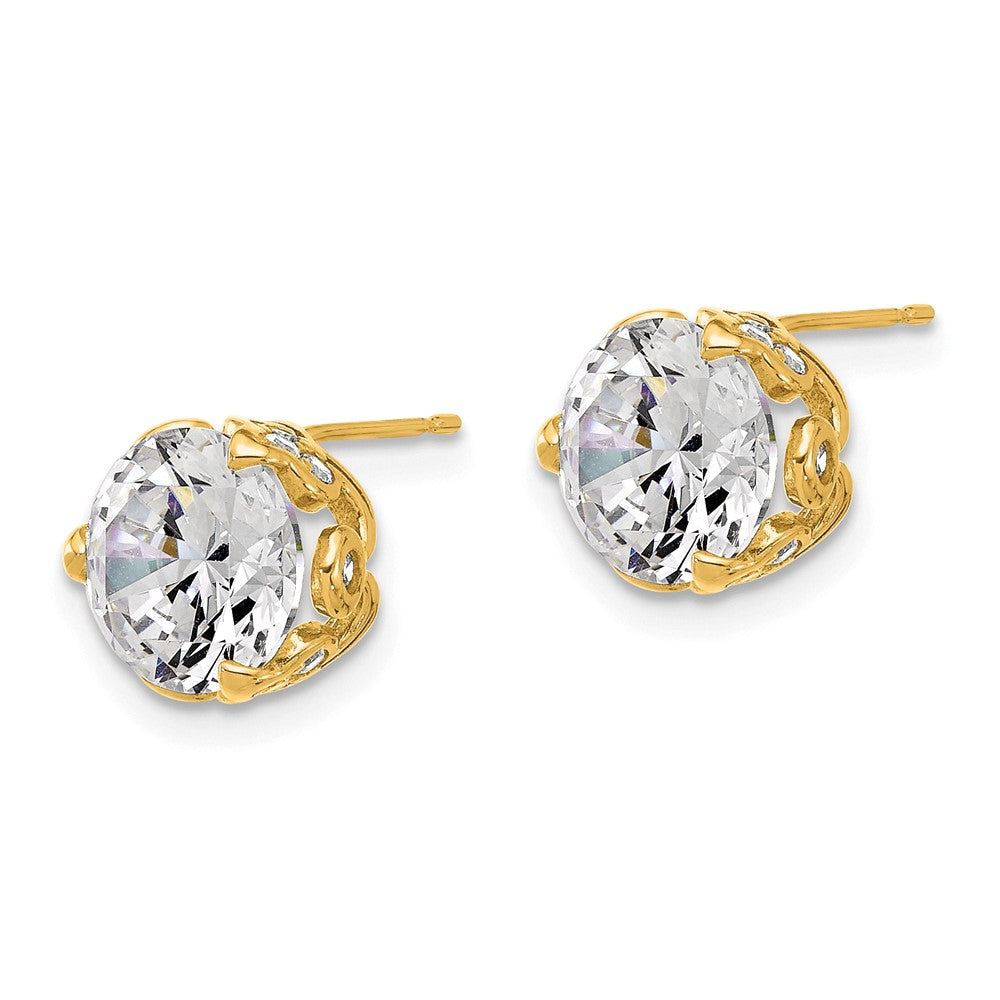 10K Tiara Collection Polished CZ Post Earrings