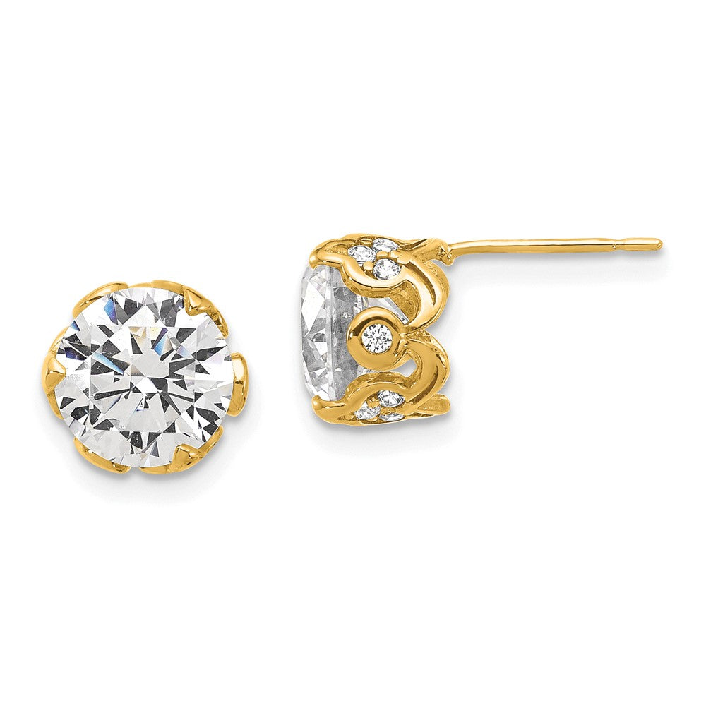 10K Tiara Collection Polished CZ Post Earrings