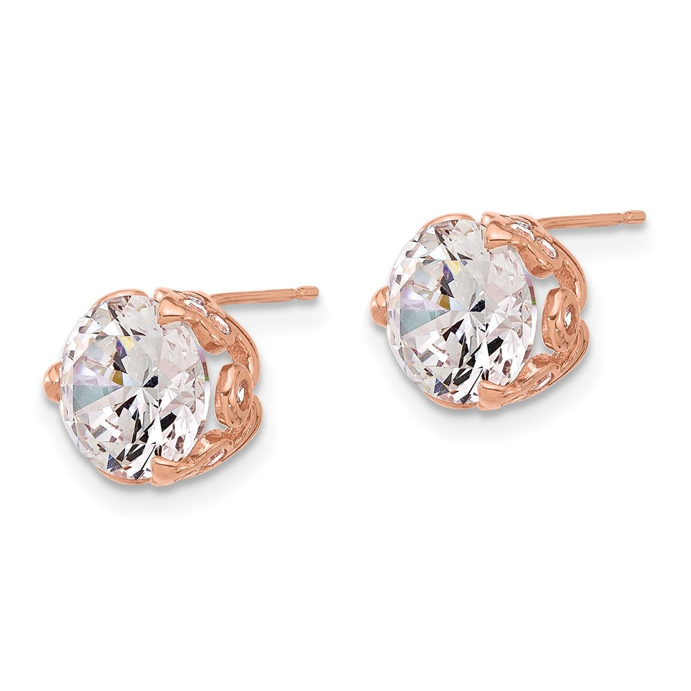 10K Tiara Collection Rose Gold Polished CZ Post Earrings