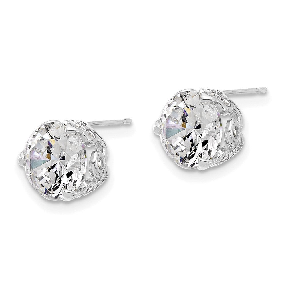 10K Tiara Collection White Gold Polished CZ Post Earrings