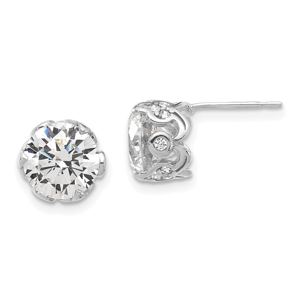 10K Tiara Collection White Gold Polished CZ Post Earrings