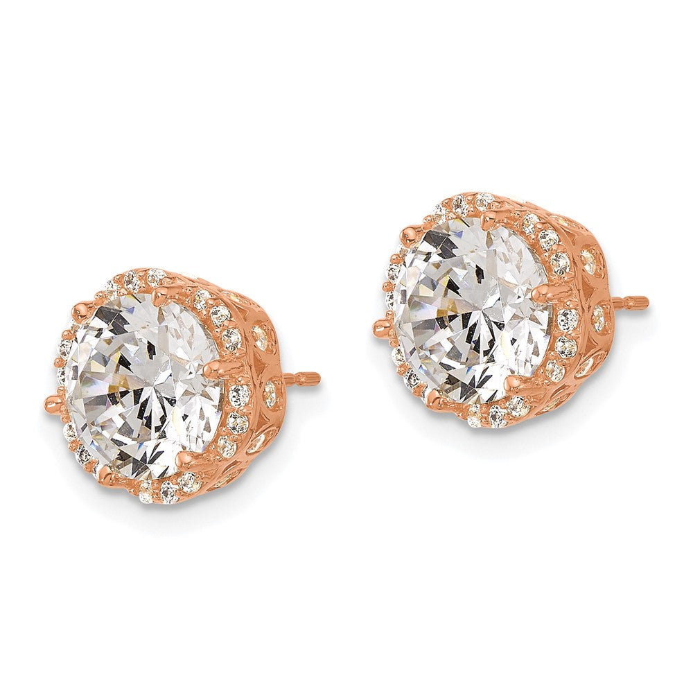 10K Tiara Collection Rose Gold Polished CZ Post Earrings