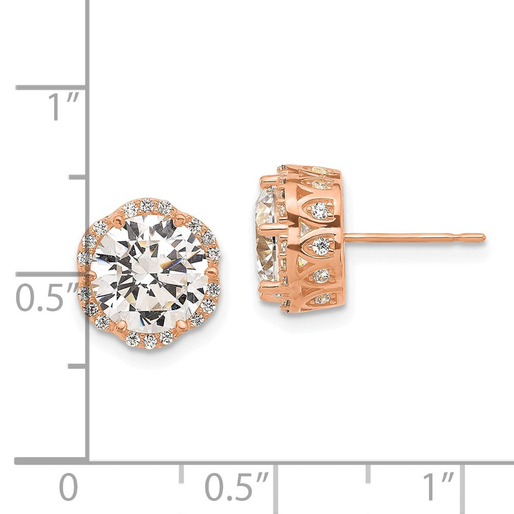 10K Tiara Collection Rose Gold Polished CZ Post Earrings