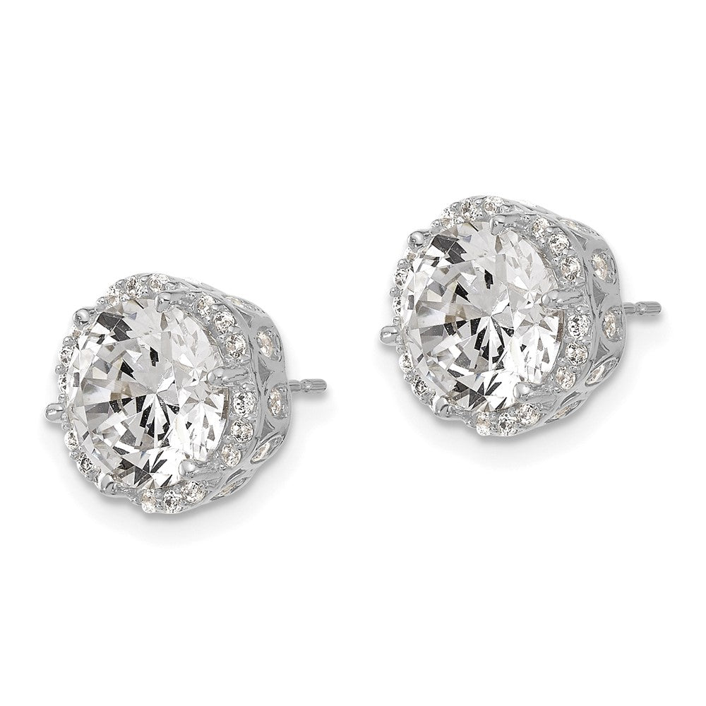 10K Tiara Collection White Gold Polished CZ Post Earrings