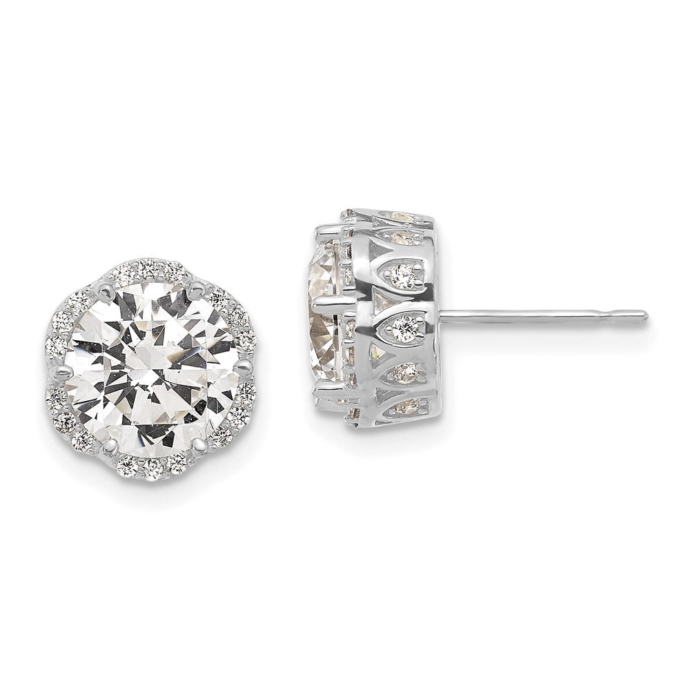 10K Tiara Collection White Gold Polished CZ Post Earrings