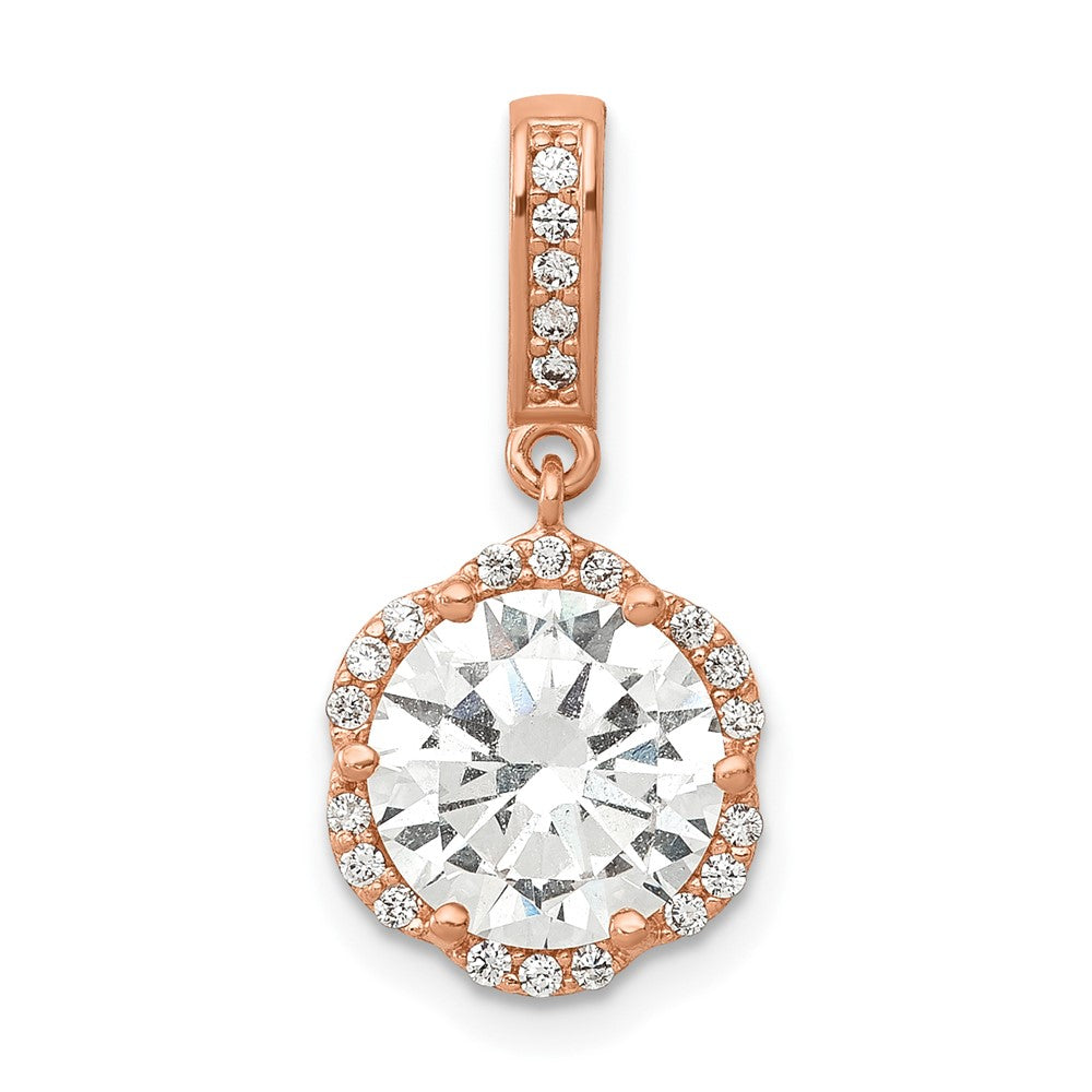 10K Tiara Collection Rose Gold Polished CZ Pendant