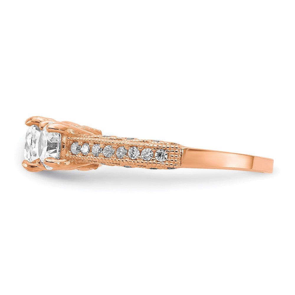 10K Tiara Collection Rose Gold Polished 3 Stone CZ Ring