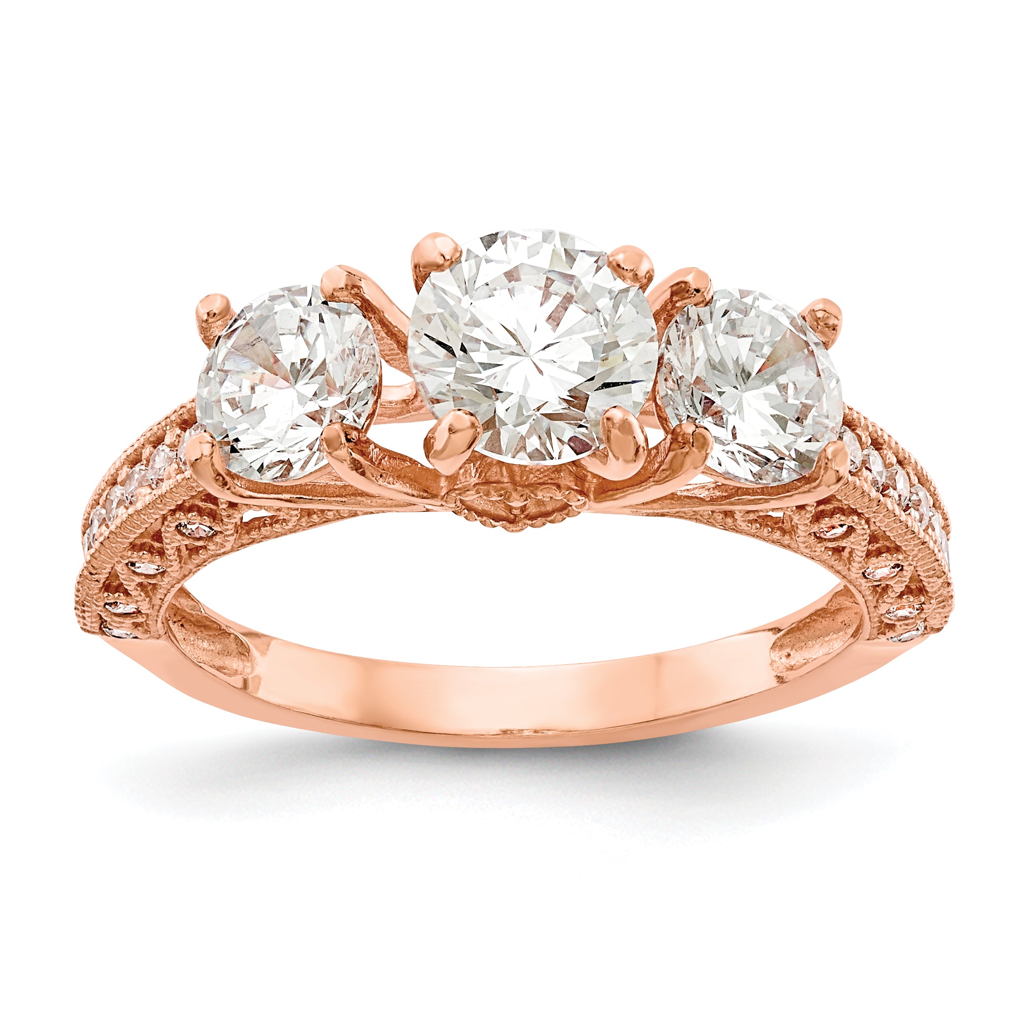 10K Tiara Collection Rose Gold Polished CZ Ring 10YC388R