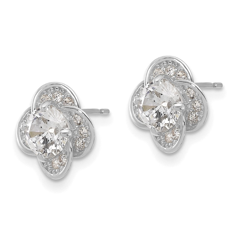 10K Tiara Collection White Gold Polished CZ Post Earrings