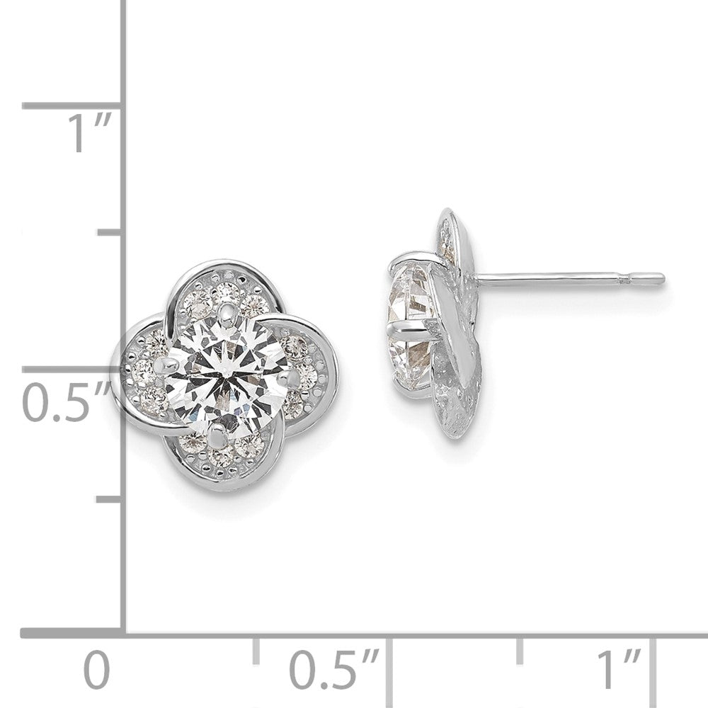 10K Tiara Collection White Gold Polished CZ Post Earrings