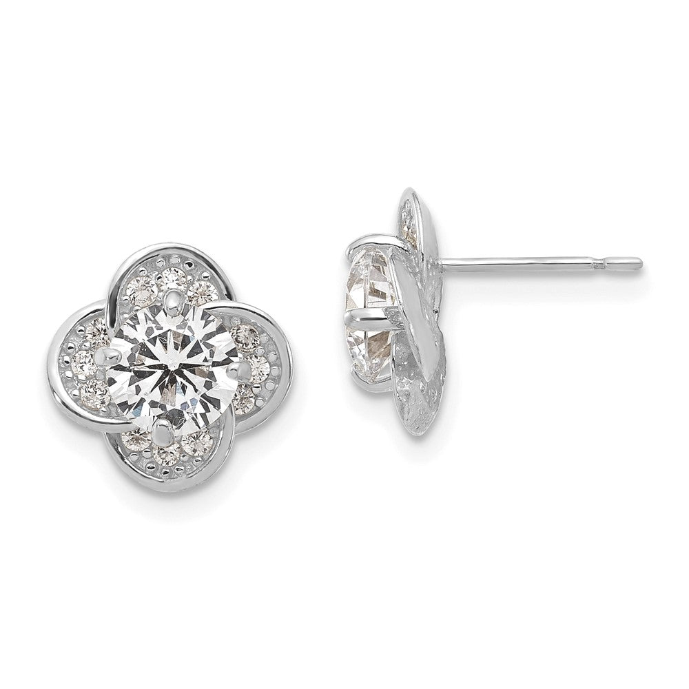 10K Tiara Collection White Gold Polished CZ Post Earrings