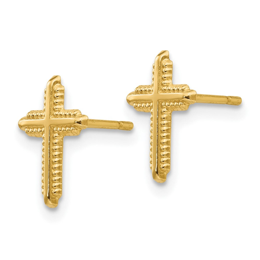 10K Yellow Gold Polished Cross Post Earrings