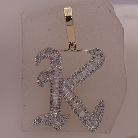 10K Yellow 0.73-0.80Ct D-Tattoo Initial  K  Baguettes