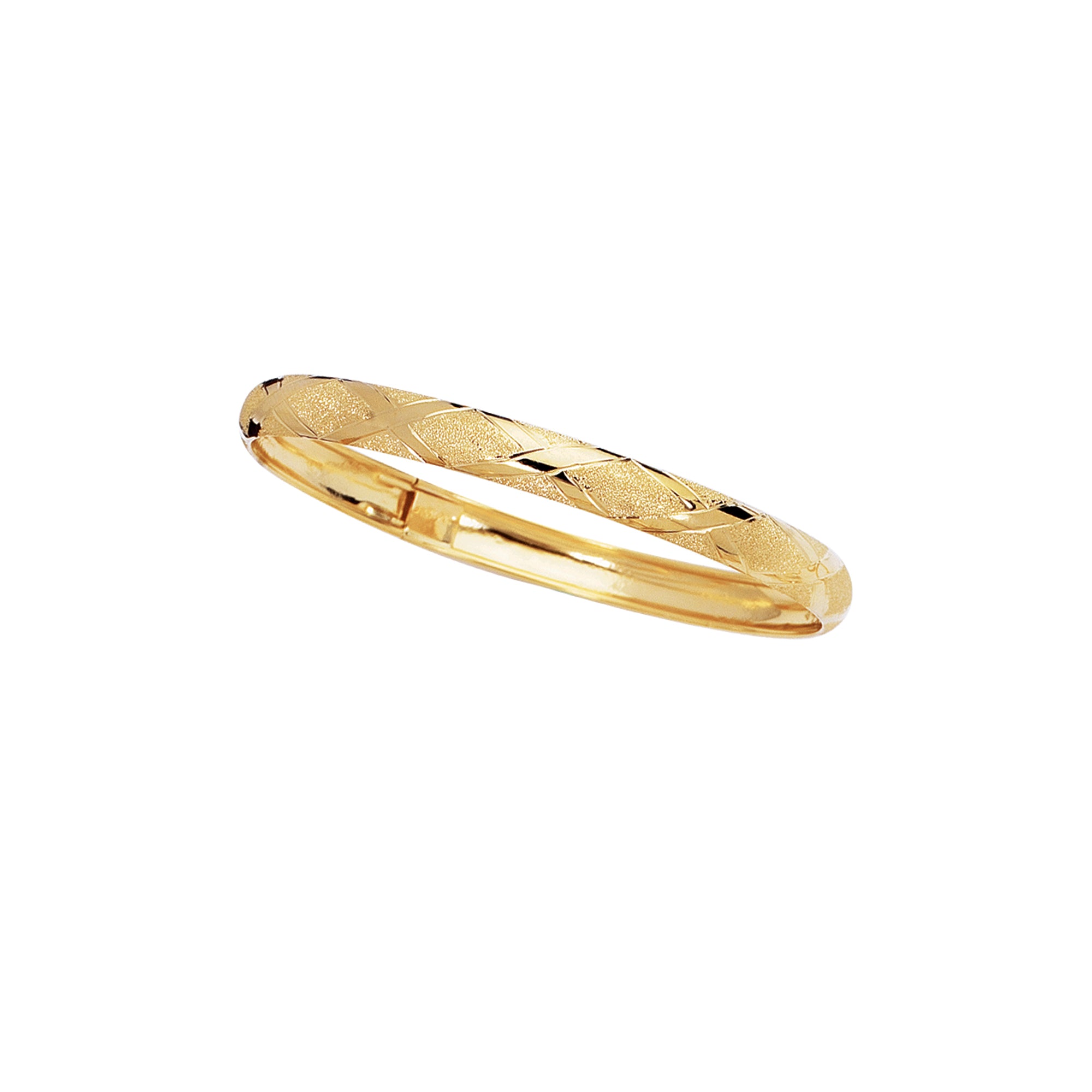 10K Yellow Gold 6mm Polished & Diamond Cut 8" Bangle