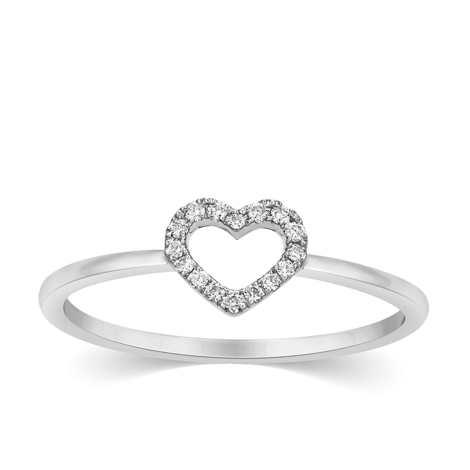 10K White 0.05Ct D-Ladies Rings Heart