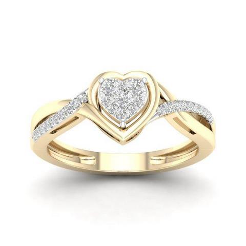 10K Yellow 0.20Ct D-Ladies Rings* Heart*