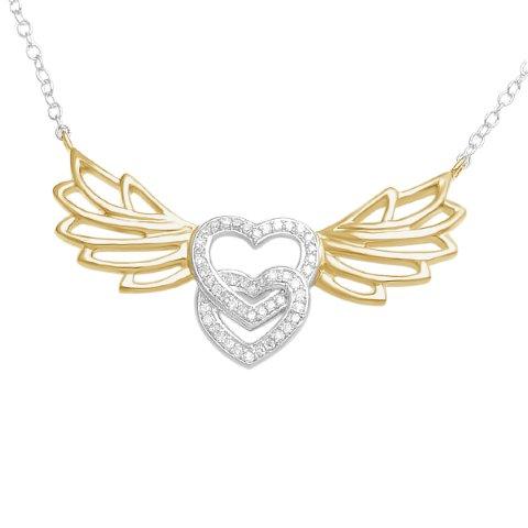 10K Yellow 0.15Ct D-Ladies Charms Heart-Wings