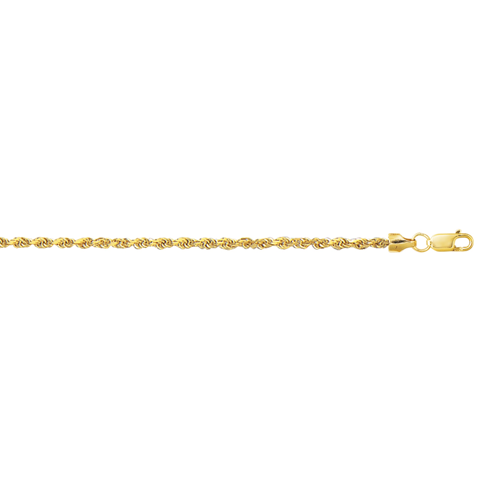 10K Yellow Gold 2.0mm Diamond Cut Lite Rope 24" Chain with Lobster Lock