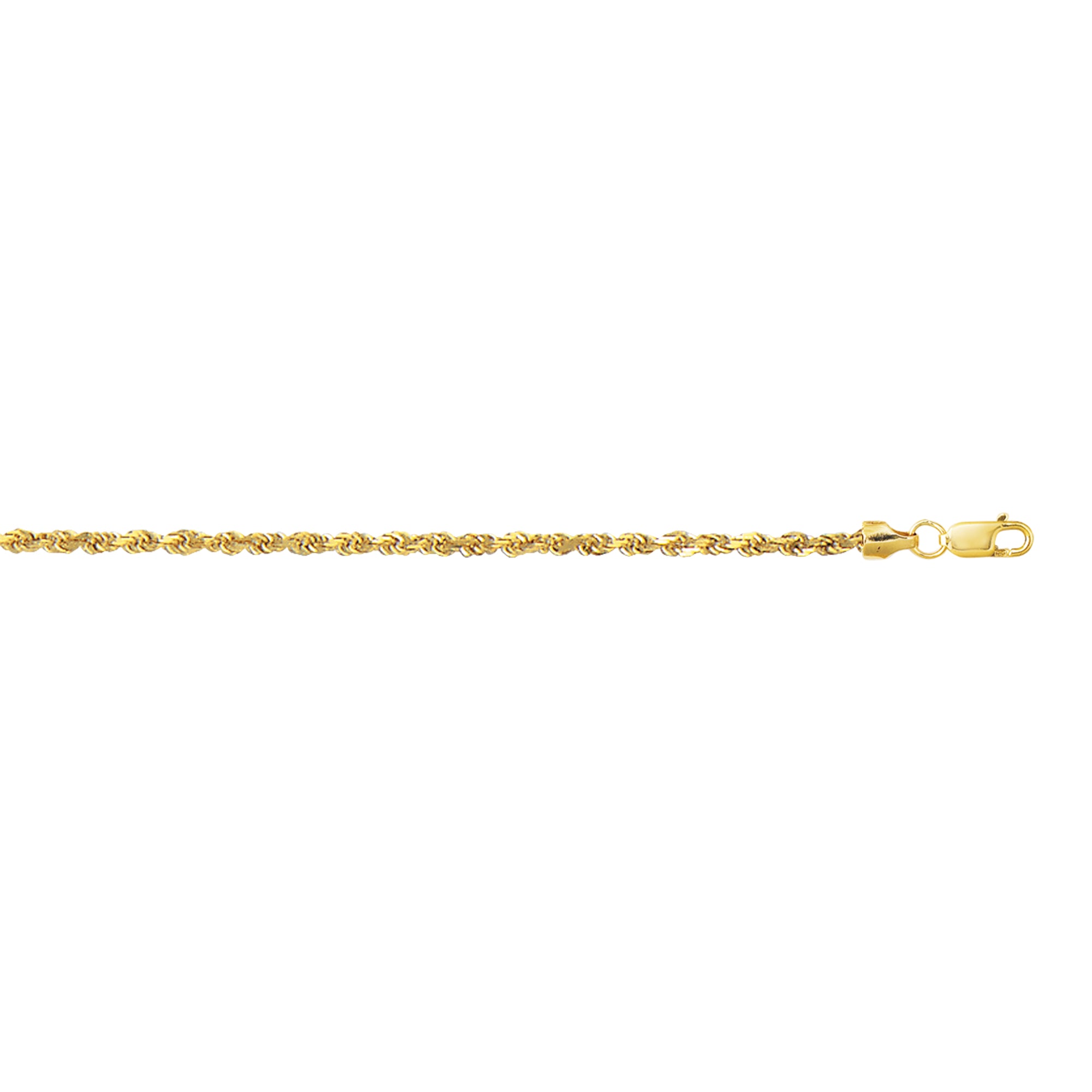 10K Yellow Gold 2.5mm Diamond Cut Lite Rope 24" Chain with Lobster Lock