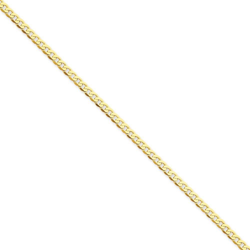 14K 8 inch 2.9mm Flat Beveled Curb with Lobster Clasp Bracelet