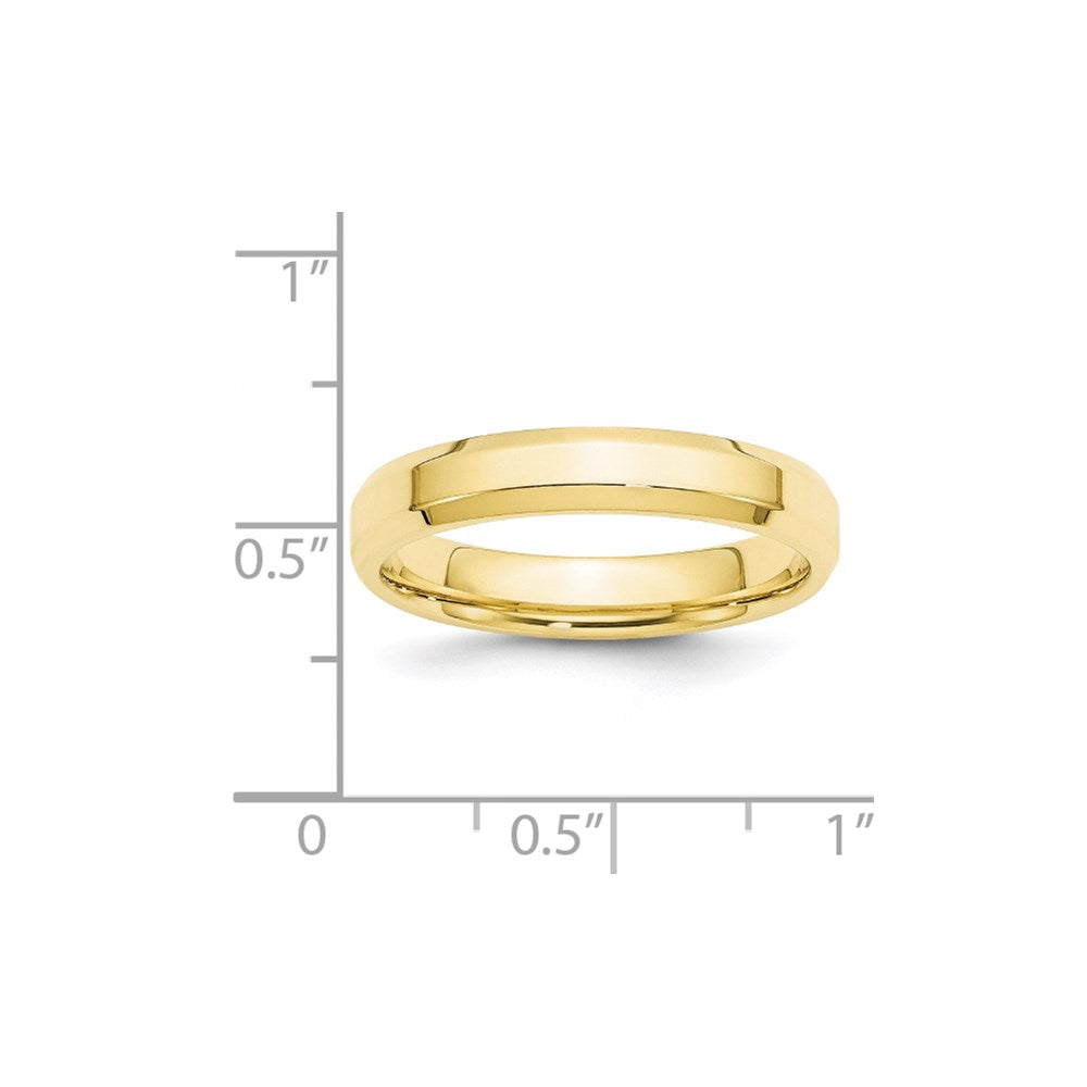 10k Yellow Gold 4mm Beveled Edge Comfort Fit Wedding Band Size 7