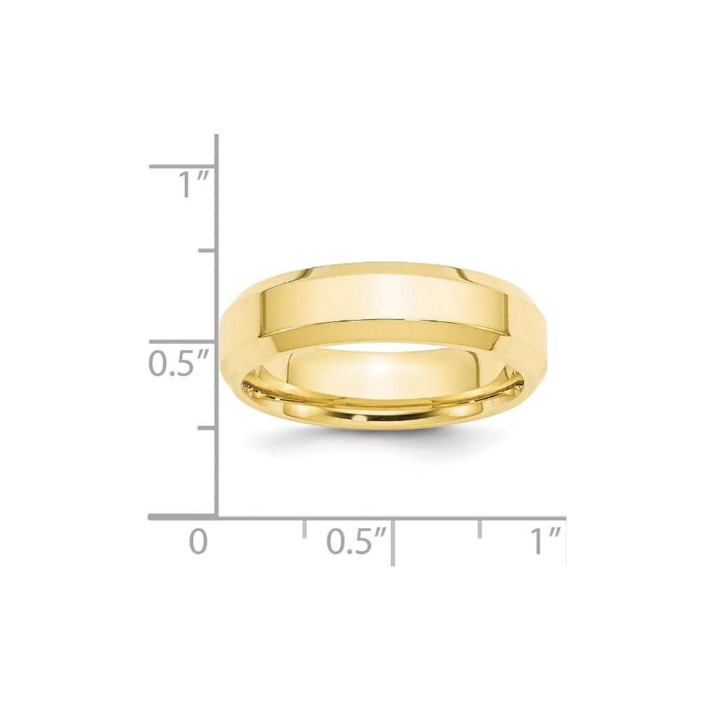 10k Yellow Gold 6mm Beveled Edge Comfort Fit Wedding Band Size 8.5