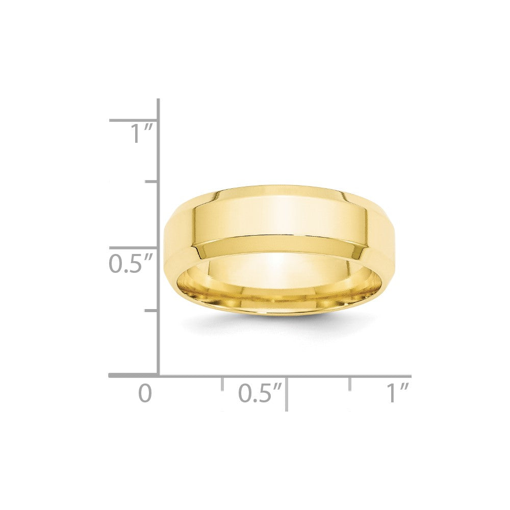 10k Yellow Gold 7mm Beveled Edge Comfort Fit Wedding Band Size 8.5