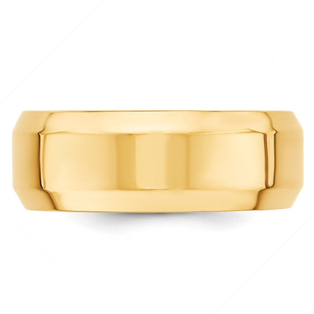 10k Yellow Gold 8mm Beveled Edge Comfort Fit Wedding Band Size 10.5