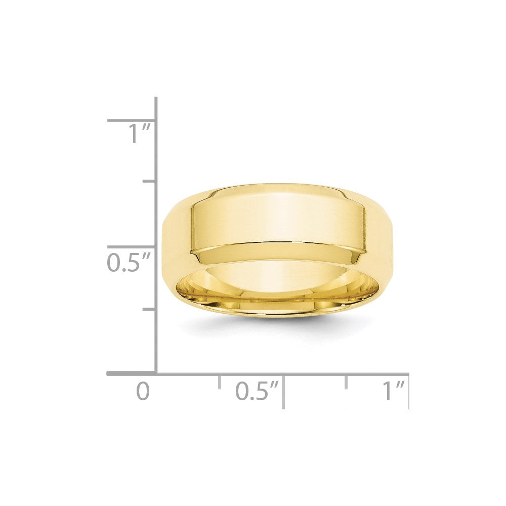 10k Yellow Gold 8mm Beveled Edge Comfort Fit Wedding Band Size 10.5