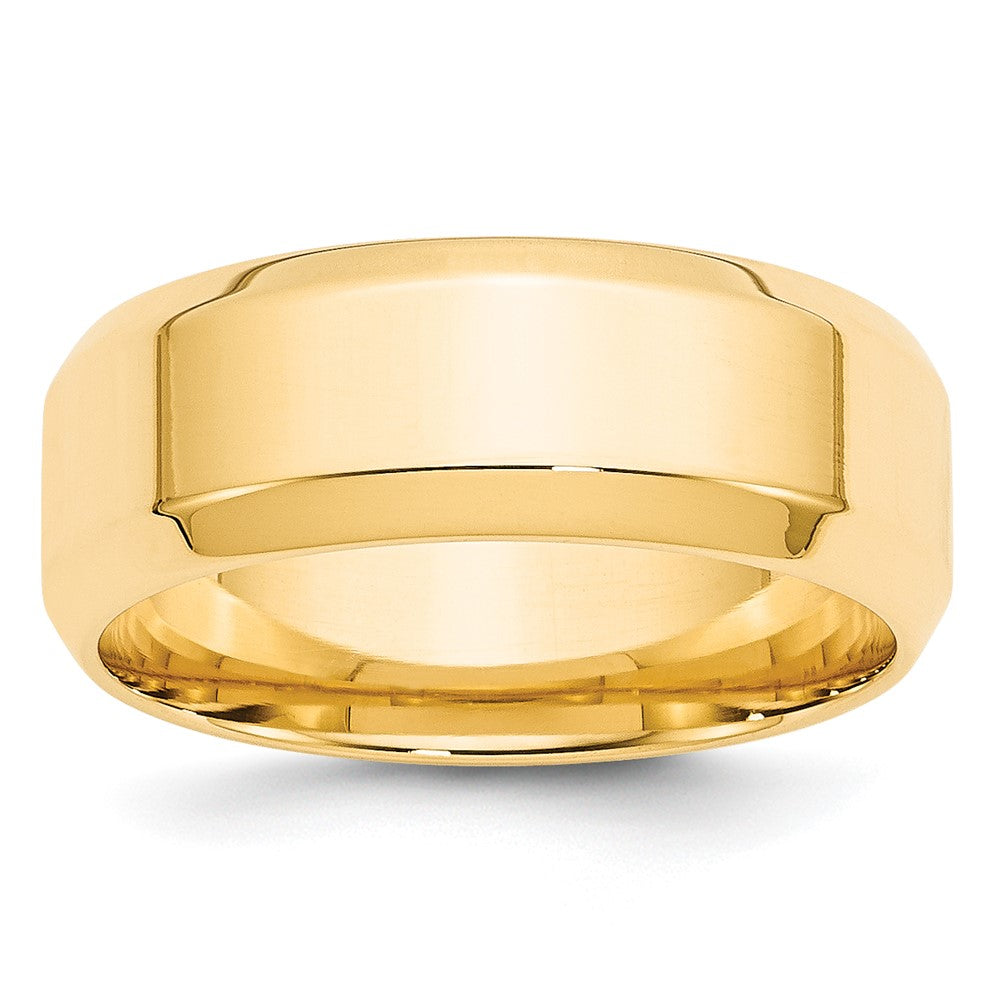 10k Yellow Gold 8mm Beveled Edge Comfort Fit Wedding Band Size 5.5