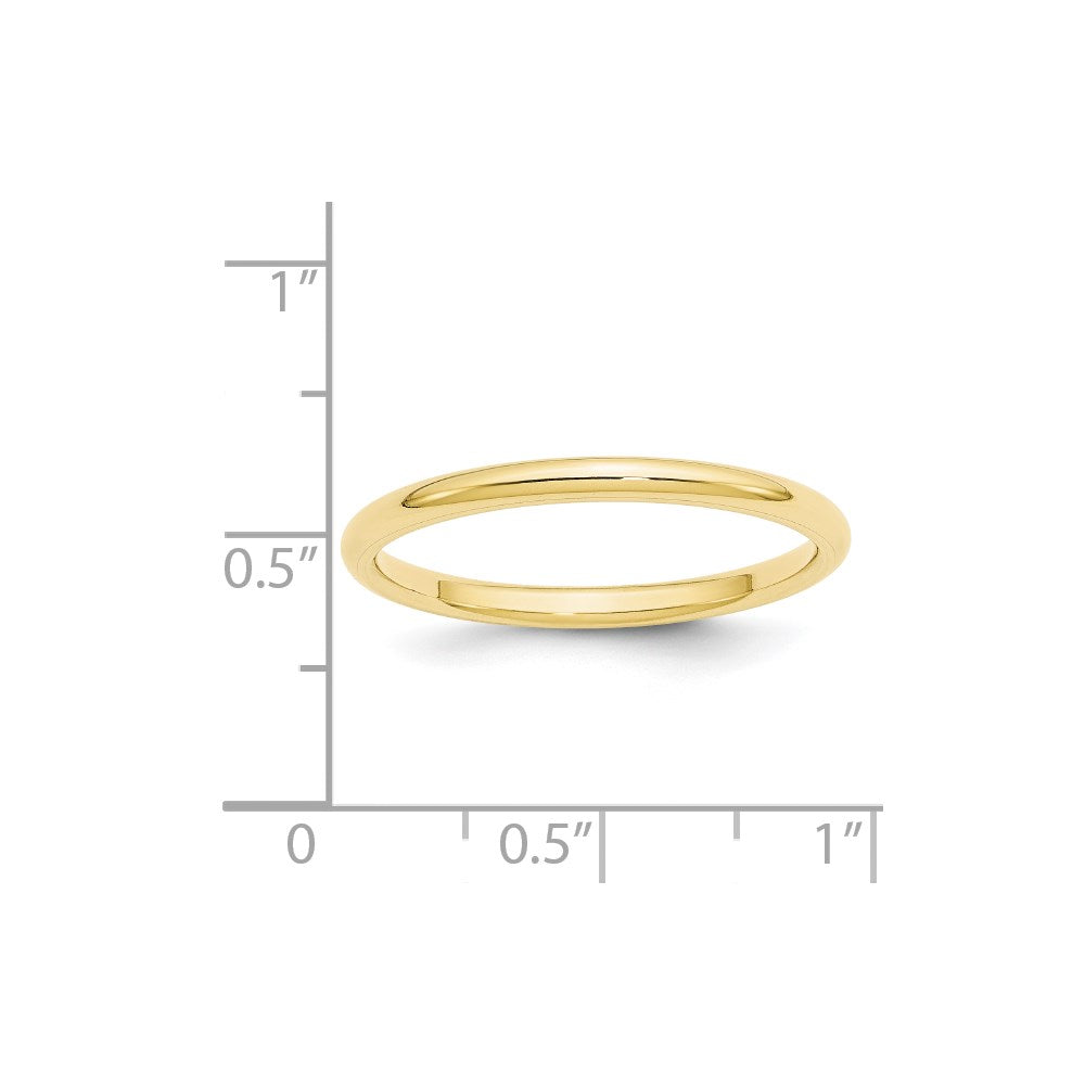 10k Yellow Gold 2mm Standard Weight Comfort Fit Wedding Band Size 7