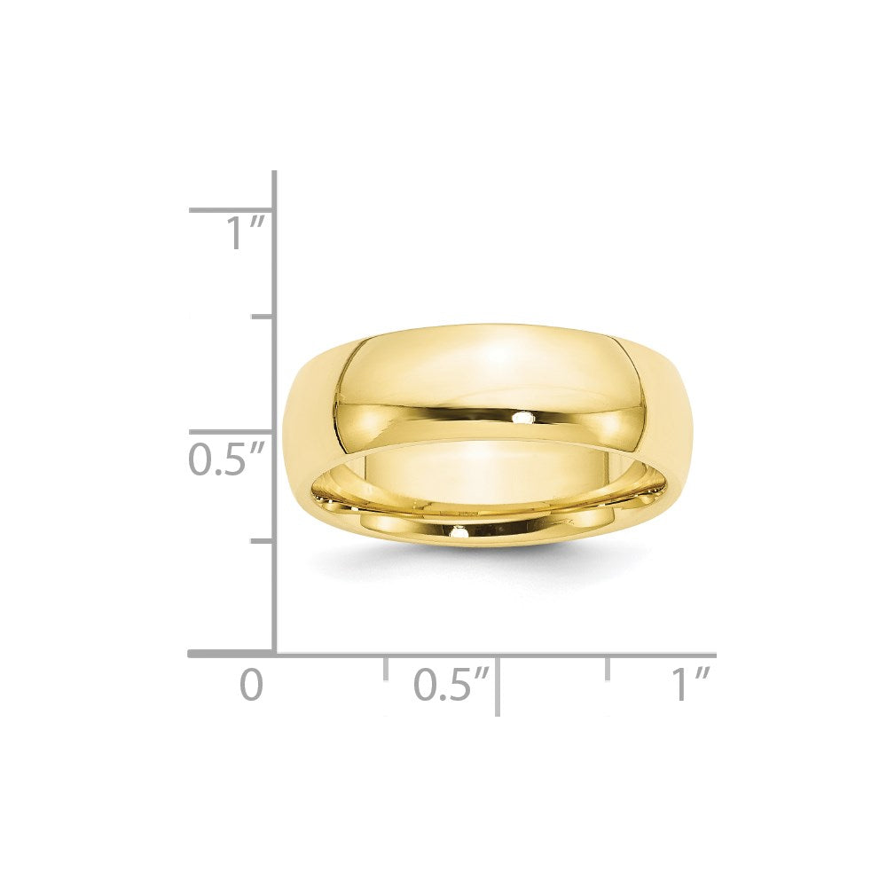 10k Yellow Gold 7mm Standard Weight Comfort Fit Wedding Band Size 7