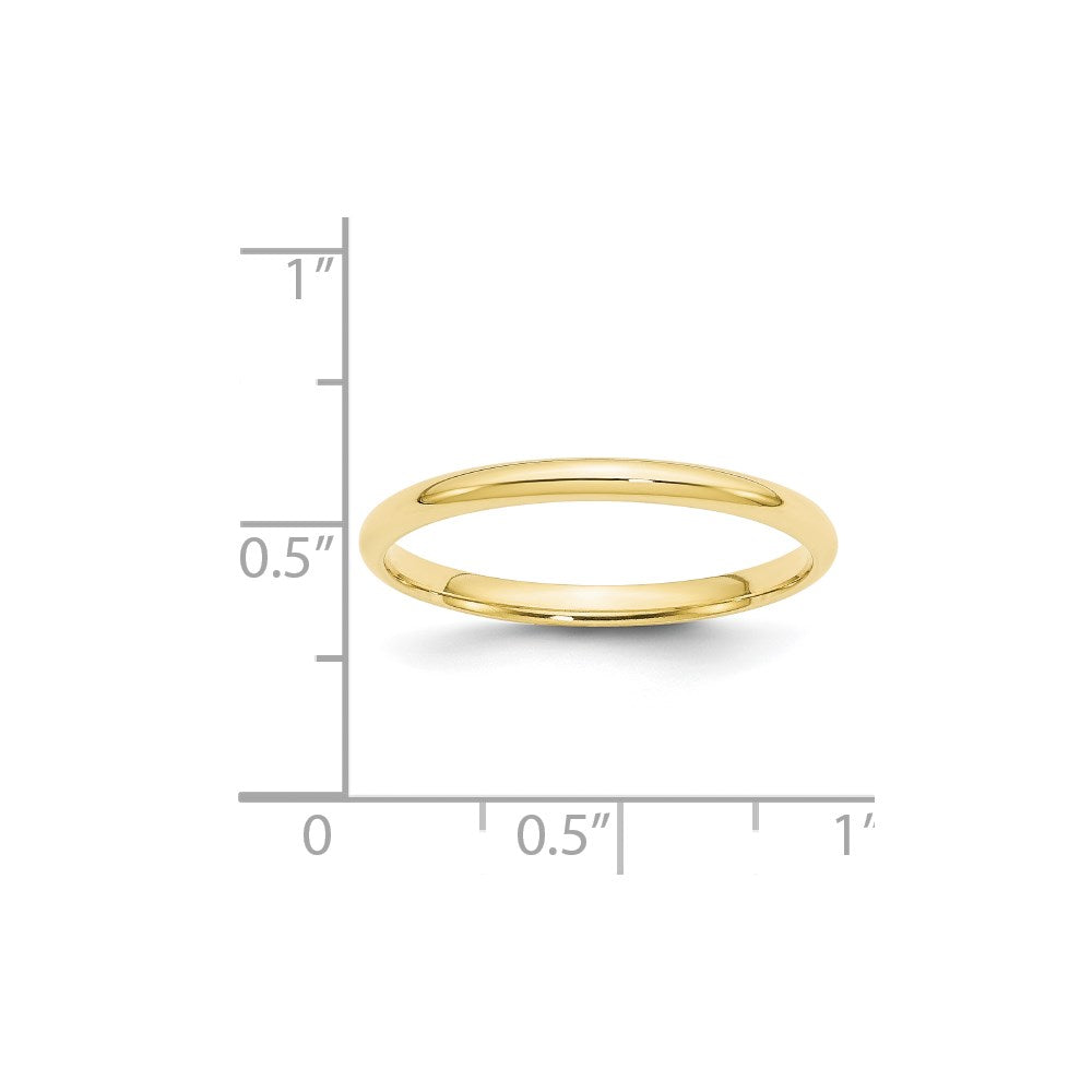 10k Yellow Gold 2mm Lightweight Comfort Fit Wedding Band Size 8.5