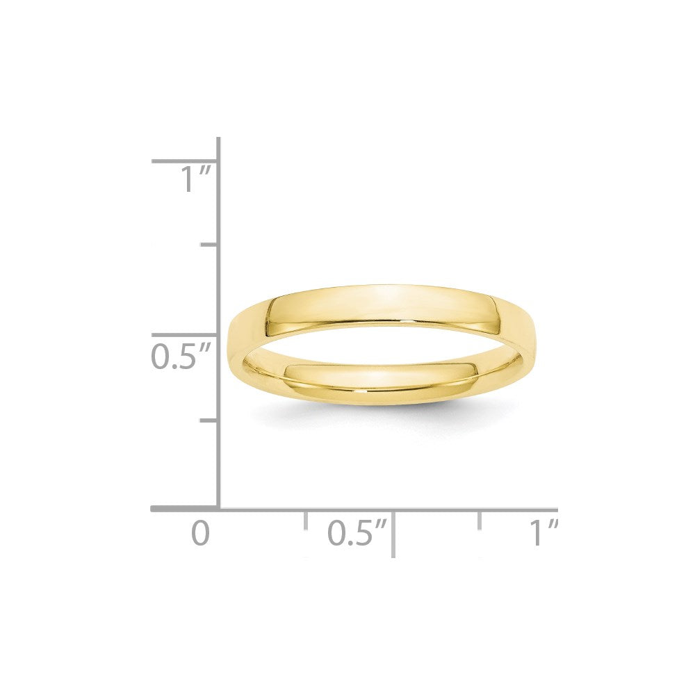 10k Yellow Gold 3mm Lightweight Comfort Fit Wedding Band Size 6.5