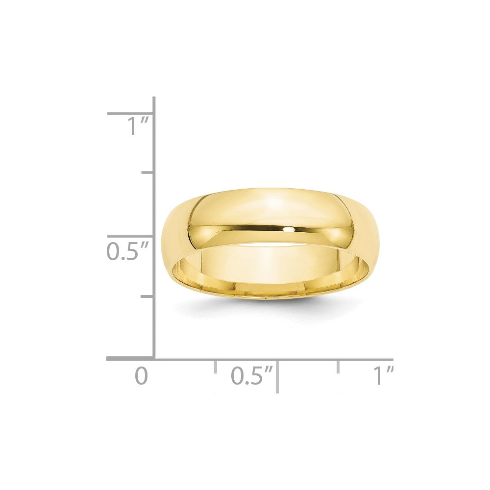 10k Yellow Gold 6mm Lightweight Comfort Fit Wedding Band Size 11.5