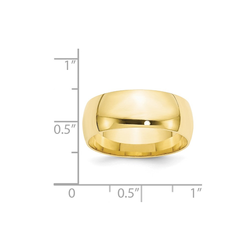 10k Yellow Gold 8mm Lightweight Comfort Fit Wedding Band Size 4.5