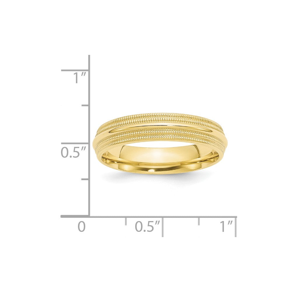 10k Yellow Gold 5mm Double Milgrain Comfort Fit Wedding Band Size 4