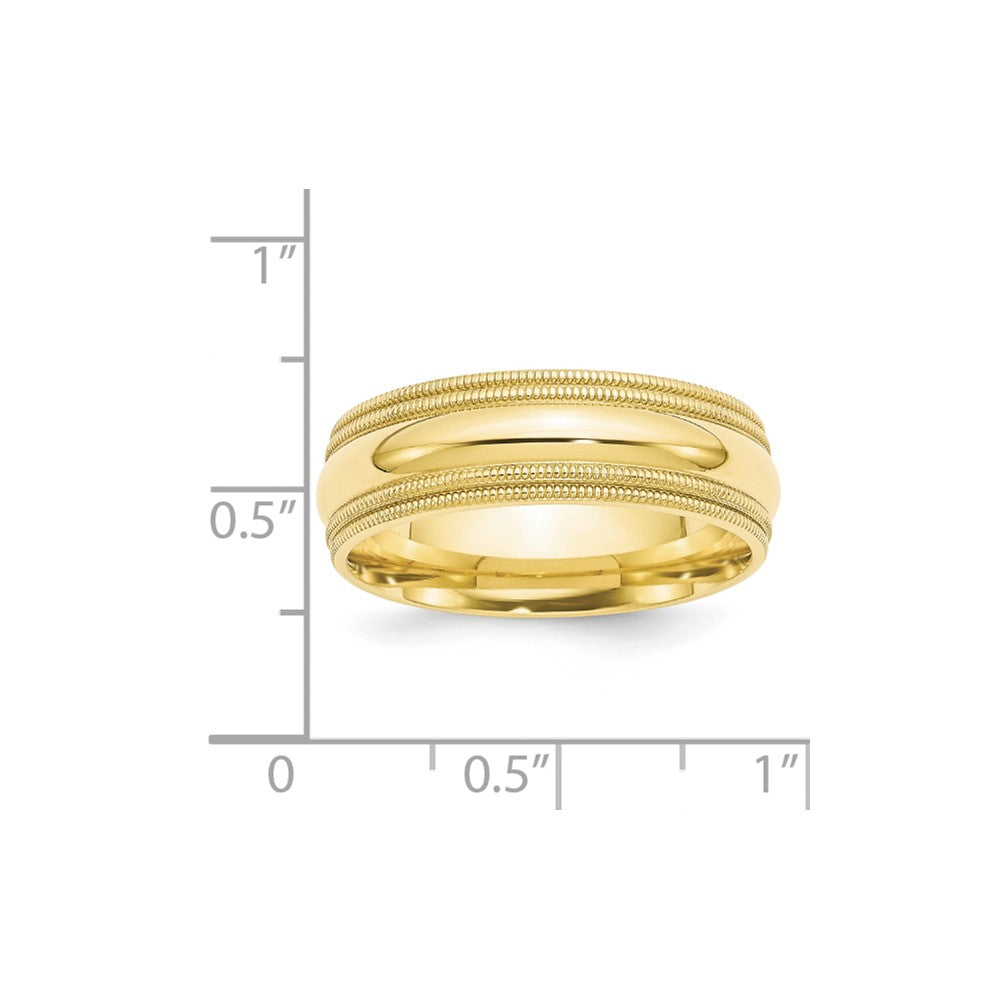 10k Yellow Gold 7mm Double Milgrain Comfort Fit Wedding Band Size 7.5