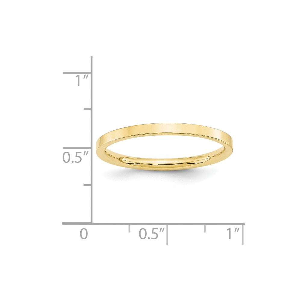 10k Yellow Gold 2mm Standard Weight Flat Comfort Fit Wedding Band Size 11.5