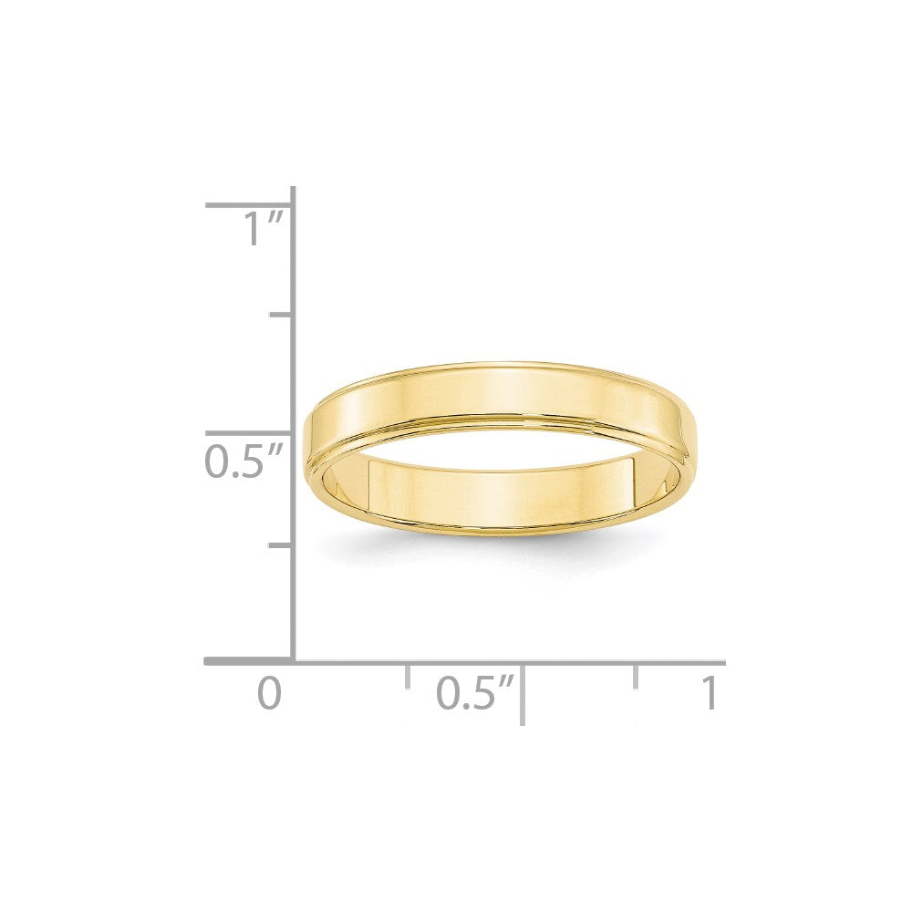 10k Yellow Gold 4mm Flat with Step Edge Wedding Band Size 10.5