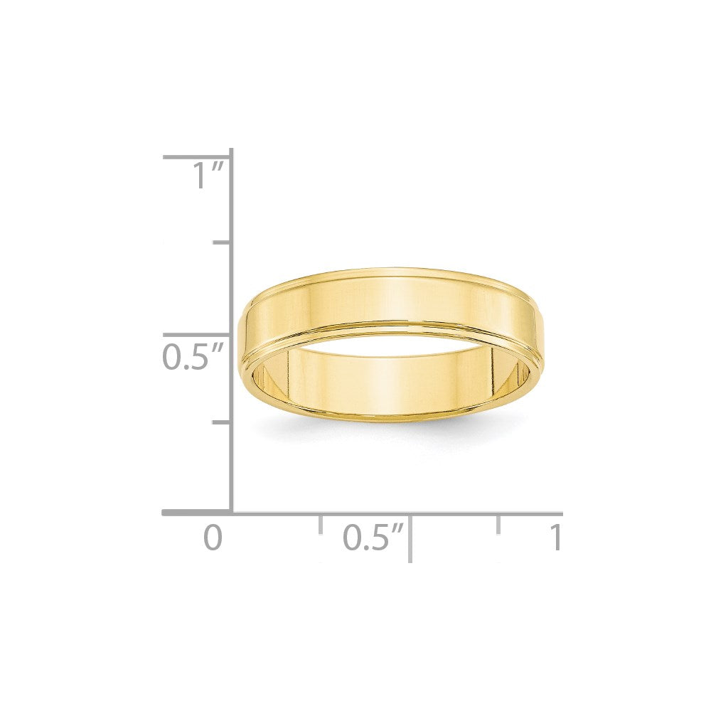 10k Yellow Gold 5mm Flat with Step Edge Wedding Band Size 5.5