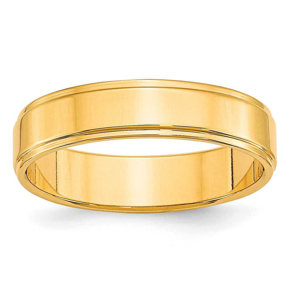 10k Yellow Gold 5mm Flat with Step Edge Wedding Band Size 5.5