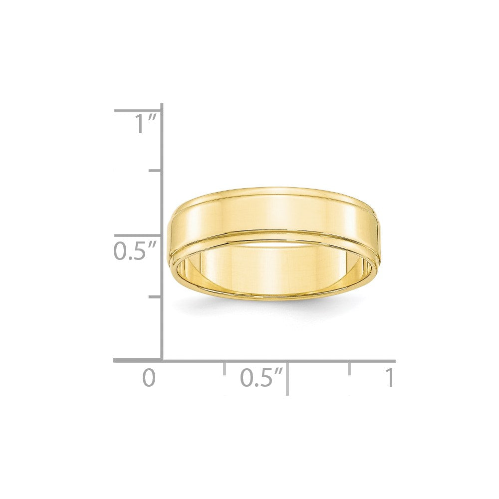 10k Yellow Gold 6mm Flat with Step Edge Wedding Band Size 12