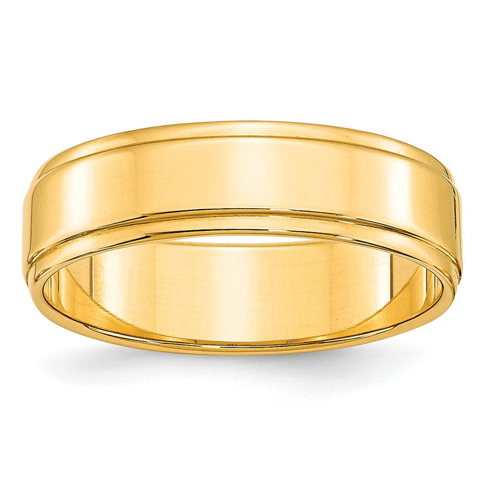 10k Yellow Gold 6mm Flat with Step Edge Wedding Band Size 10