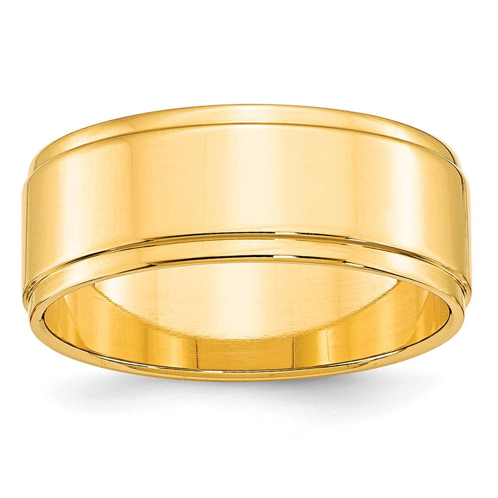 10k Yellow Gold 8mm Flat with Step Edge Wedding Band Size 6