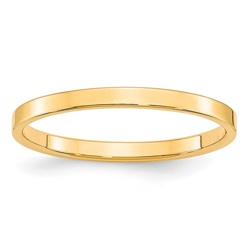 10k Yellow Gold 2mm Lightweight Flat Wedding Band Size 11