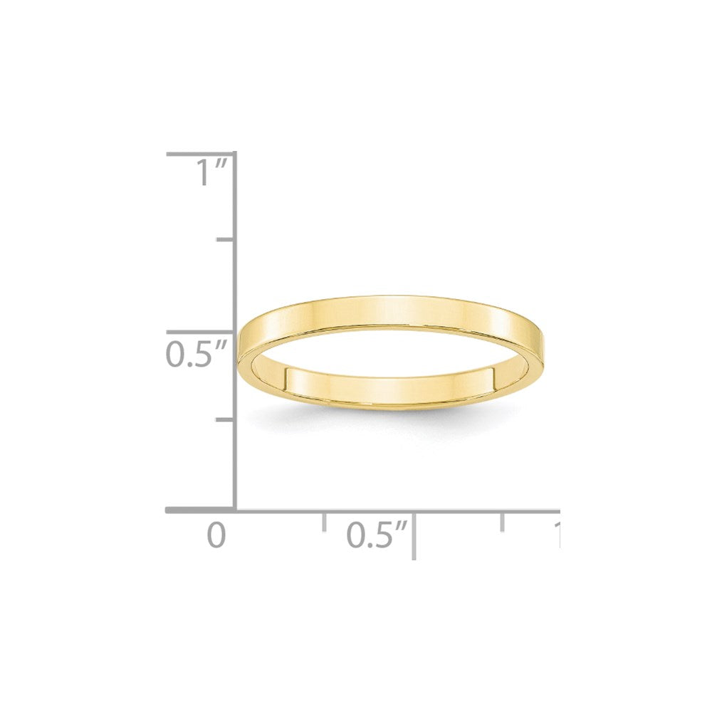 10k Yellow Gold 2.5mm Lightweight Flat Wedding Band Size 8.5