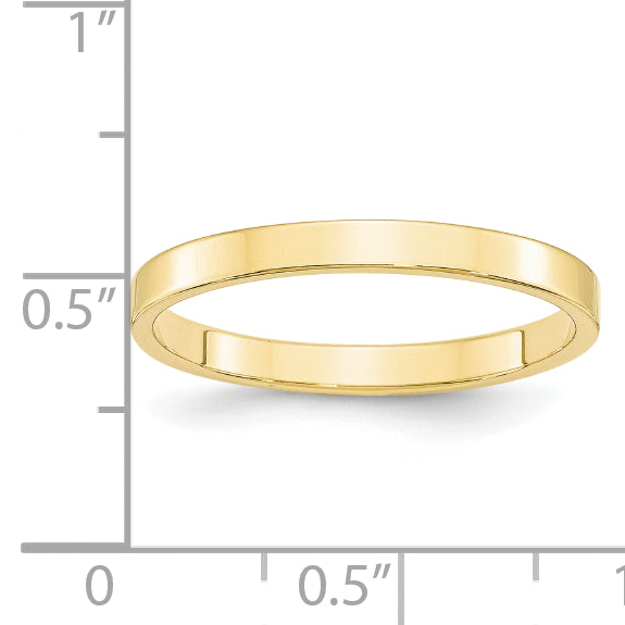 10k Yellow Gold 2.5mm Lightweight Flat Wedding Band Size 4