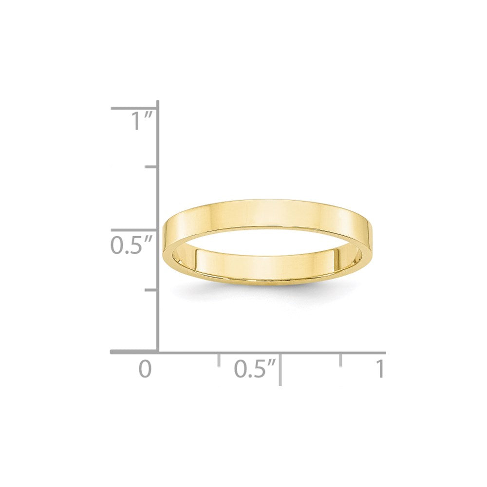 10k Yellow Gold 3mm Lightweight Flat Wedding Band Size 8.5