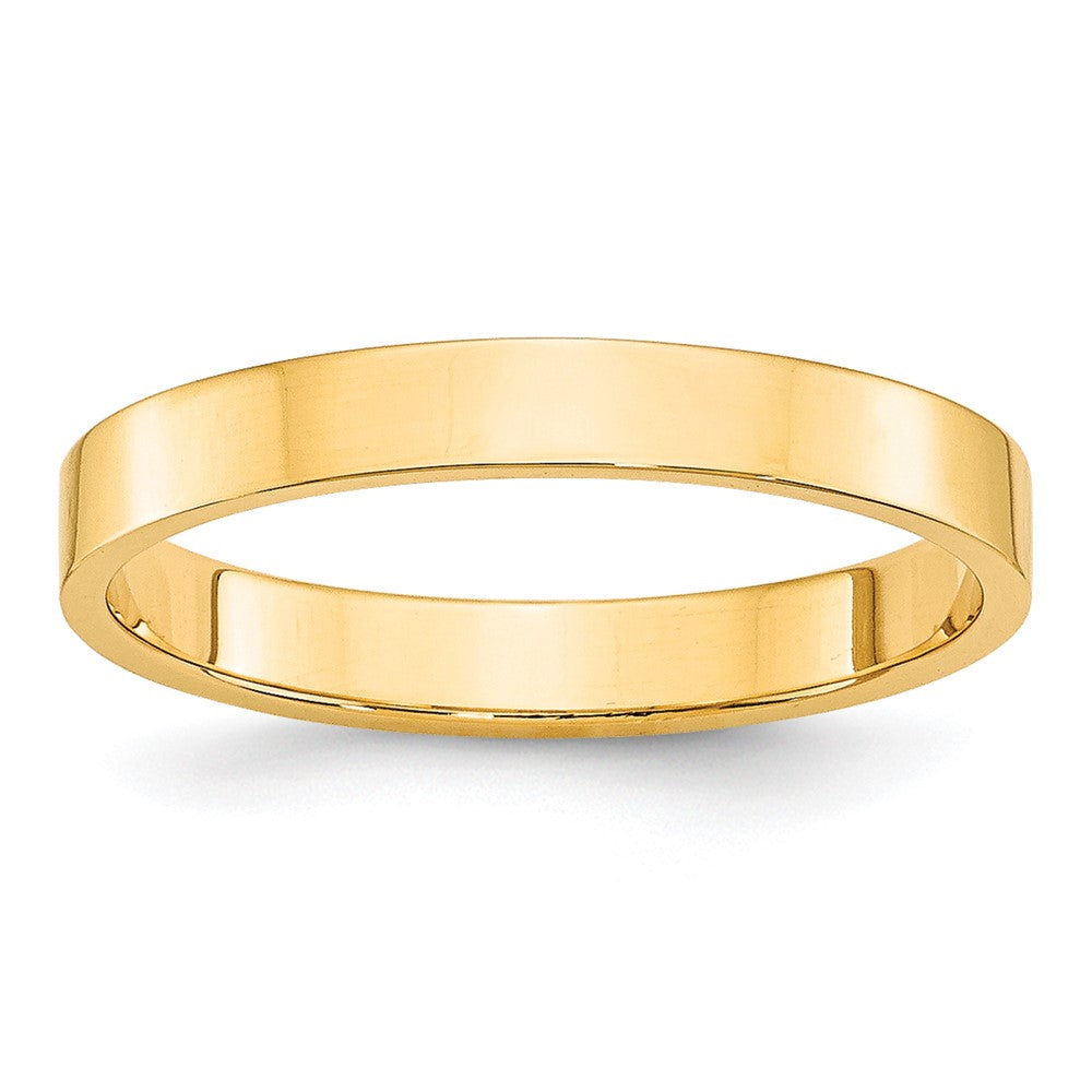 10k Yellow Gold 3mm Lightweight Flat Wedding Band Size 8